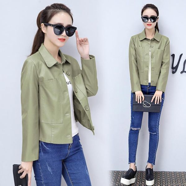 

women's leather & faux plus size m-4xl elegant ladies jacket women spring and autumn coat, Black