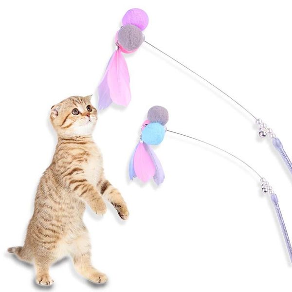 

cat toys funny stick feathers bell playing rod pet product interactive toy supplies