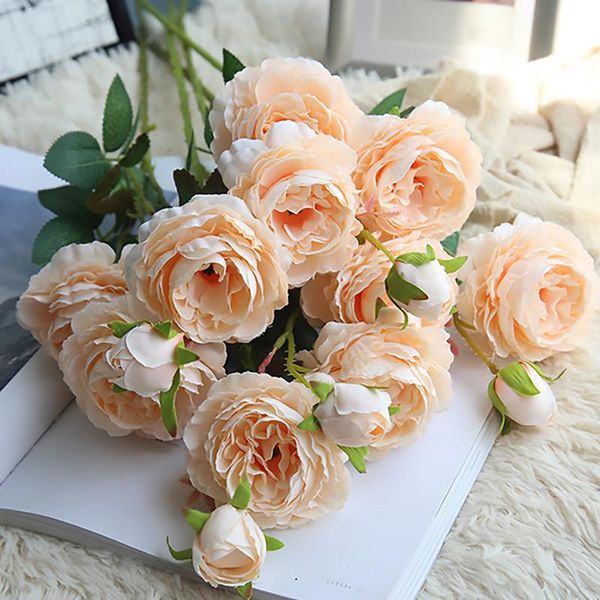 

decorative flowers & wreaths 61cm long european artificial flower 3 head home silk peony wedding foreign rose party decor 1pcs