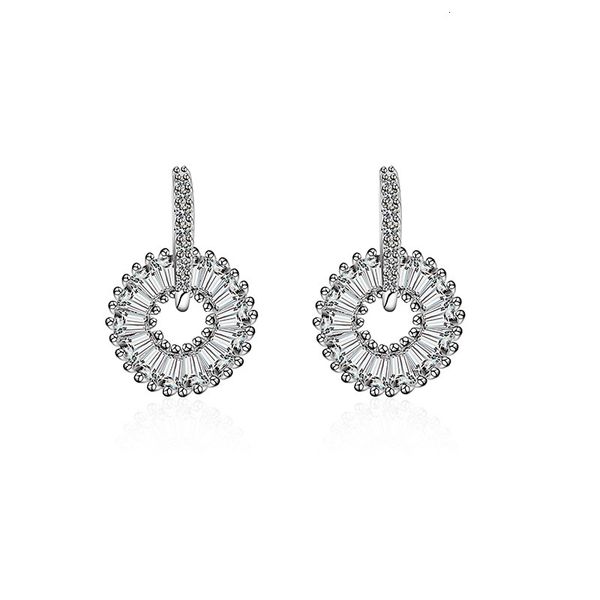 

dangle earrings simple s925 women's temperament round geometry exquisite versatile trend, Silver