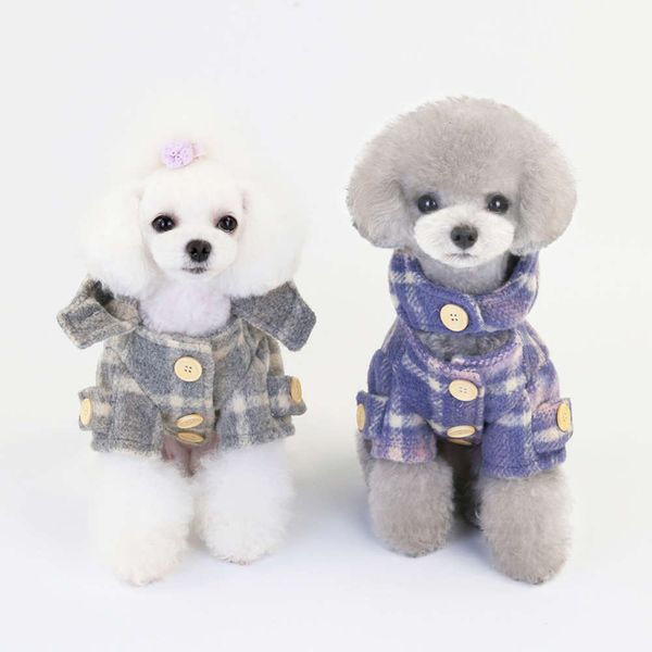 

pet autumn and winter dog clothing plaid windbreaker