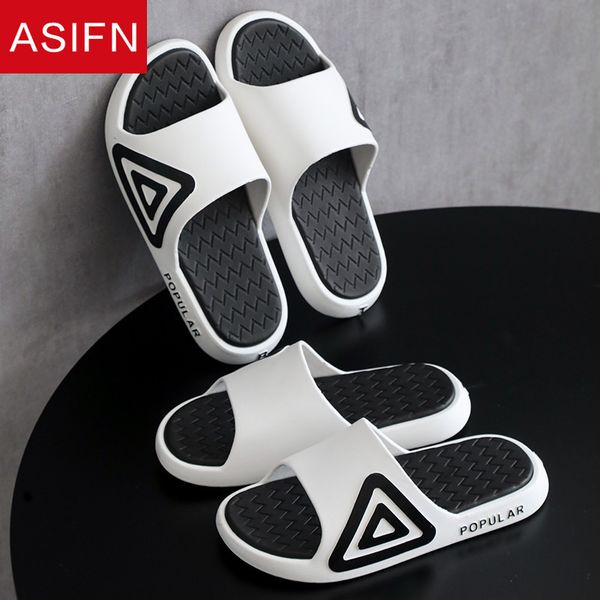 

asifn beach flip flops men's slippers summer women non slip outdoor sport slides male bathroom man zapatos de hombre shoes 210306, Black