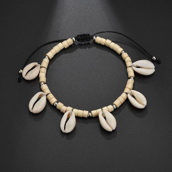 

anklets summer beach natural shell beads rope chain ankle bracelets for women handmade adjustable bohemian jewelry, Red;blue
