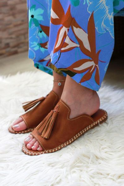 

slippers women tassels flat short heels casual 241015, Black