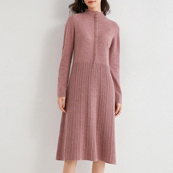 

women's sweaters szdyqh 2021 women cashmere knit dress half turtleneck long solid color simple fashion female winter full sleeve, White;black