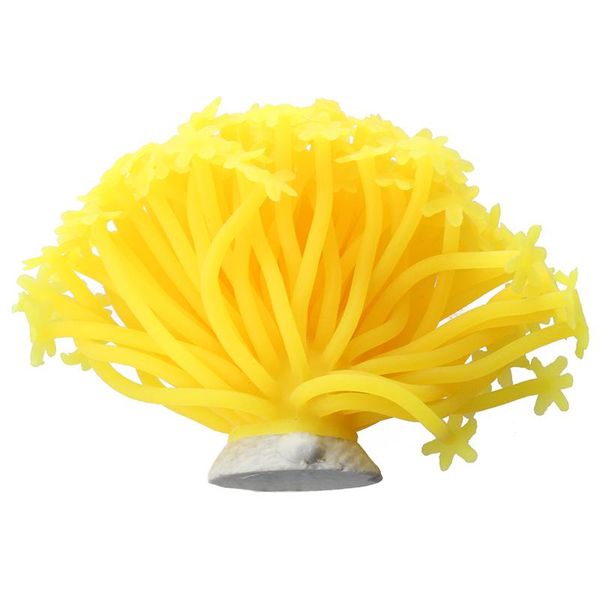 

decorations aquarium fish tank silicone artificial sea plant anemone ornament yellow