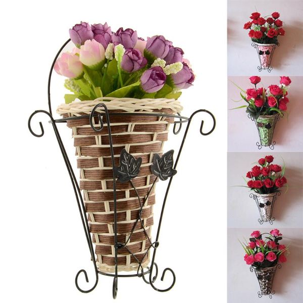 

vases vintage weave vine wall hanging flower basket arrangment home decor