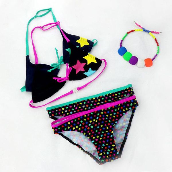 

new middle big children's lovely star design split bikini swimsuit girls' bikinis set teenagers' swimwear wholesale in summer