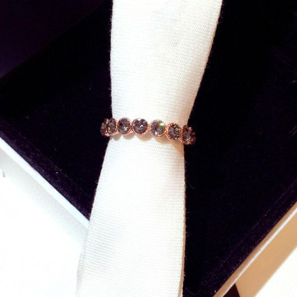 

rings for women luxury simple ring women single row drill ring rose gold jewelry, Silver