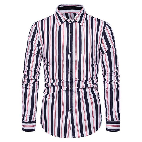 

men's casual shirts striped patterned men's long sleeve shirt, White;black