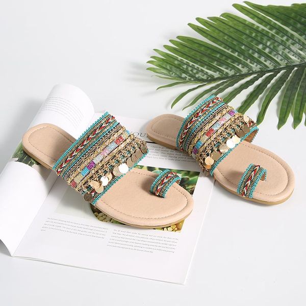 

slippers 2021 thong bohemian sandals summer women flip flops slides fashion beach vacation outdoor ladie shoes, Black