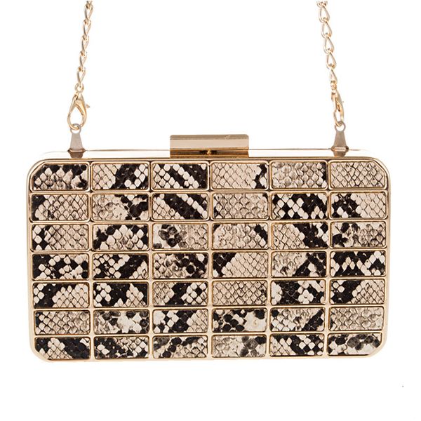 

fashion evening bag 2021 snake metal dinner handmade satchel lady's handbag