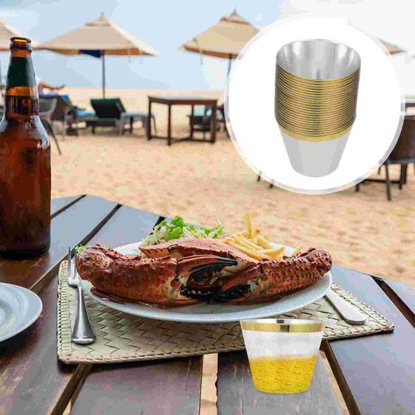 

disposable cups & straws 25pcs western food exquisite ice cream (golden)