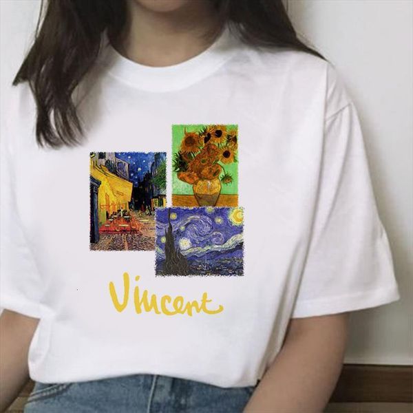 

van gogh art oil men t shirt painting printed woman harajuku graphic short sleeve casual retro and women, White;black