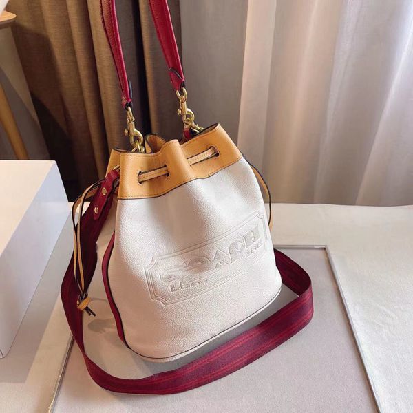 

bags 2021 new designer carriage printed blue chambray drawstring bucket bag portable canvas casual one shoulder messenger bag ysj