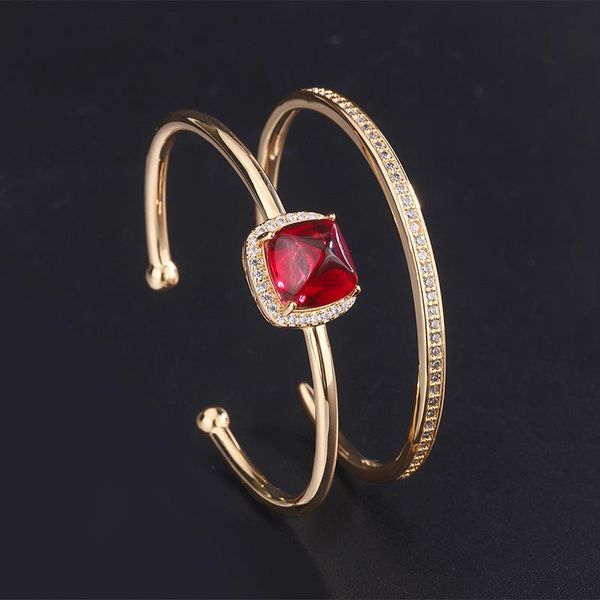 

charm bracelets funmode geometric stone blue red rhinestone cuff bangles for women wedding pulseras mujer wholesale fb154, Golden;silver