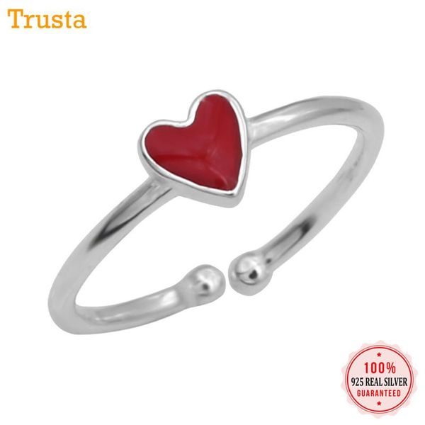 

cluster rings trusta 100% 925 sterling silver fashion jewelry pink red heart ring sizable 5 6 7 girls kids xmas gift ds294 drop, Golden;silver