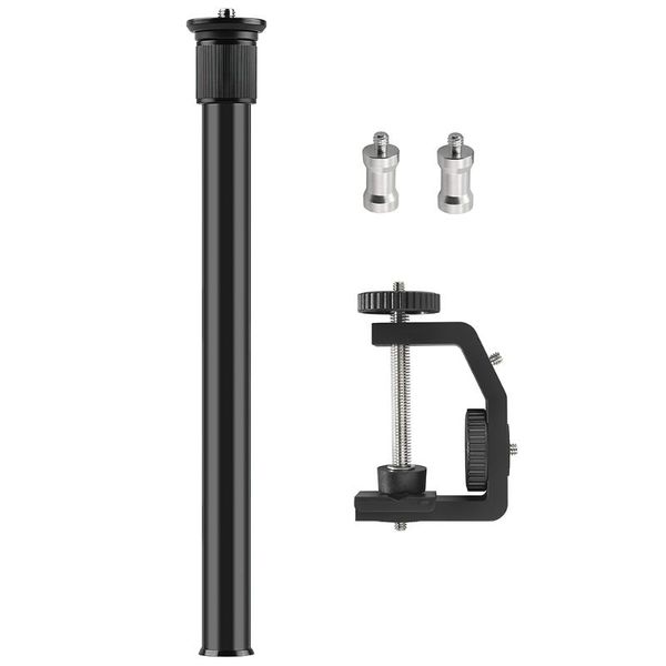 

tripods c-clamp lamp holder set adjustable desk mount stand aluminum alloy extension rod with 1/4 screw for dslr camera panel light mic