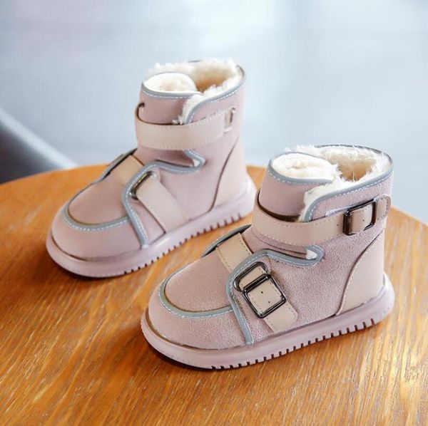 

girls boys snow boots winter comfortable thick warm kids plush boots thick children autumn cute princess sport shoes, Black;grey
