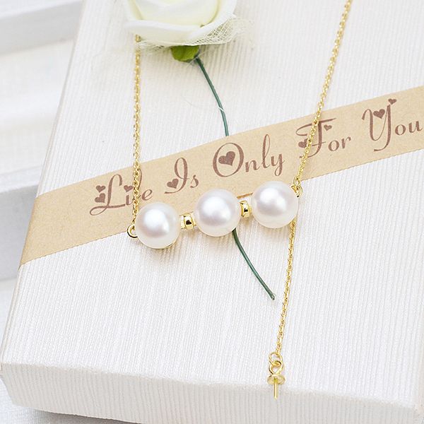 

diy jewelry s925 silver balance beam pearl pendant 8-9 necklace set clavicle chain empty support accessories 1601