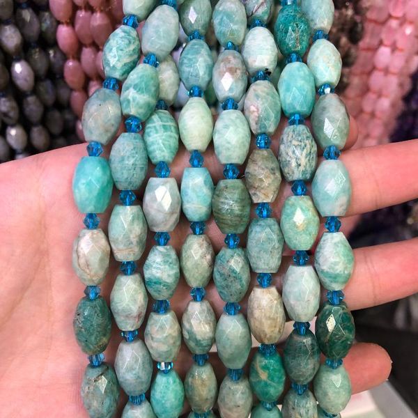 

other natural faceted brazil amazonite barrel space beads, cylinder spacer stone loose bead for diy jewelry making my210404