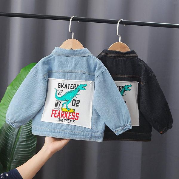 

jackets 2021 cartoon denim jacket for boys fashion coats children clothing autumn baby girls clothes outerwear top, Blue;gray