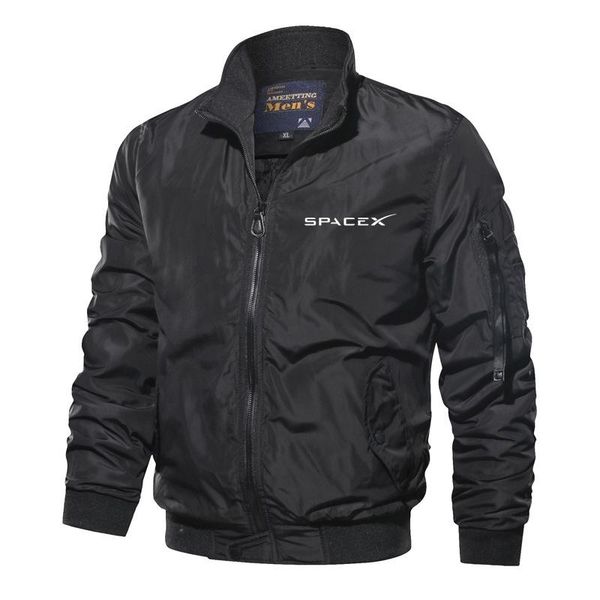 

men's hoodies & sweatshirts 2021 spacex logo printing aurumn winter casual stand-up collar flight jacket outdoor sports fitness basebal, Black