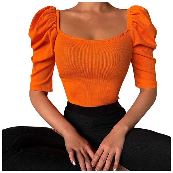 

women's shirt bubble sleeve square collar short-sleeved vintage harajuku elegant off shoulder clothes for women, White