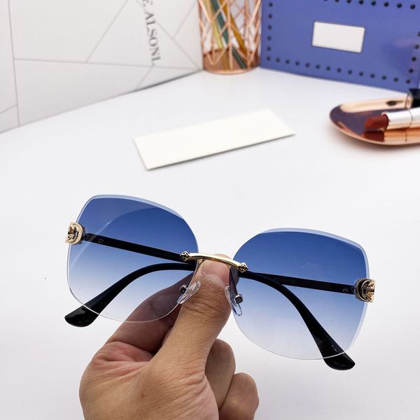 

2021 new brand designer models gradient color frameless fashion sunglasses uv400 polarized ladi f2ym, White;black
