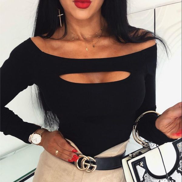 

women off shoulder blouse solid color long sleeve slim fit blouse top, White