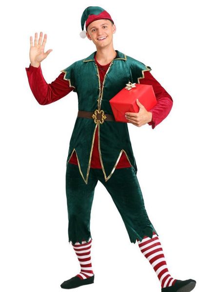 

anime costumes annual popular christmas clothes men and women couples christmas elf clothes party red and green christmas clothes cosplay, Black