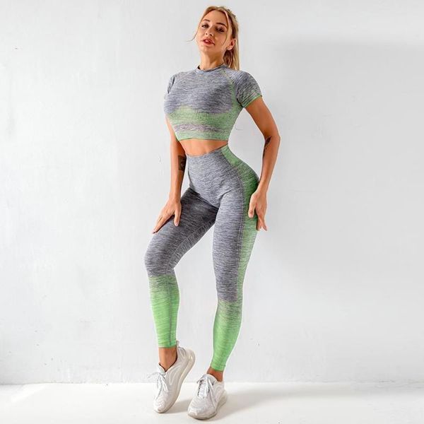 

tight skirt sleeve pants yoga fitness suit striped long designer, Gray