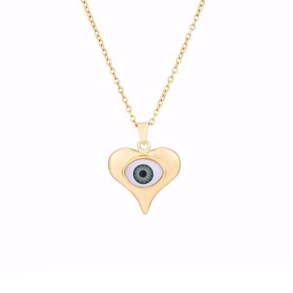 

copper greek turkish evil eye pendant necklace for women 18k gold plated stainless chain trendy fashion jewelry vne106, Silver