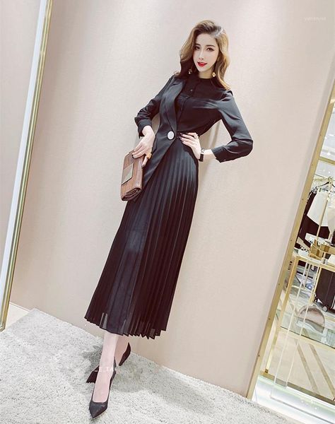 

casual dresses kmetram spring autumn party dress women vintage black maxi elegant ladies long sleeve vestidos my5235, Black;gray