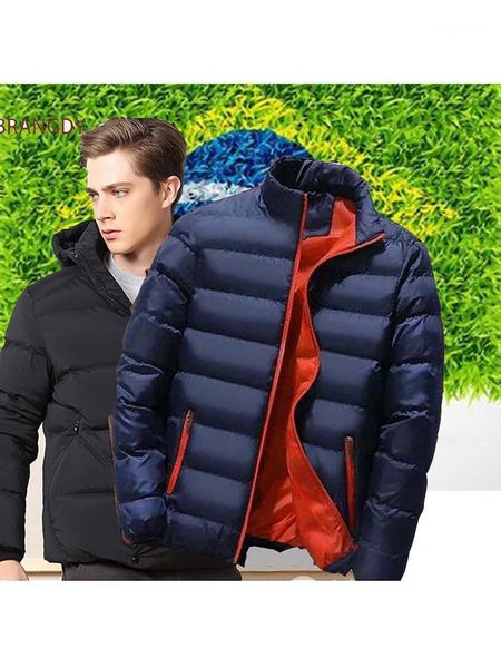 

men's down & parkas winter warm jacket coat casual autumn stand-up collar parka brangdy with hood, Black