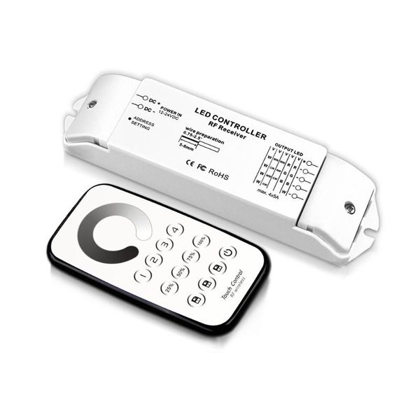 

bincolor t6+r4m multi zone single color led controller dimmer max 5a*4ch with touch rf remote ,