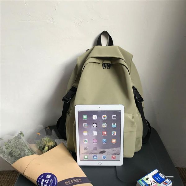 

2021 college schoolbag solid student female harajuku large-capacity junior color wild school backpack high simple travel bag tljtj, Red;black