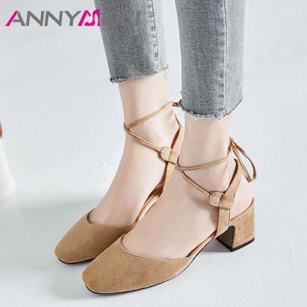 

dress shoes annymoli high heels women thick ankle strap bow square toe slingbacks pumps female gray large size 33-43, Black