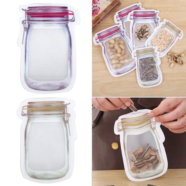 

hanging baskets fast and good zipper reusable food storage snack sandwich bags jar shape large sf66