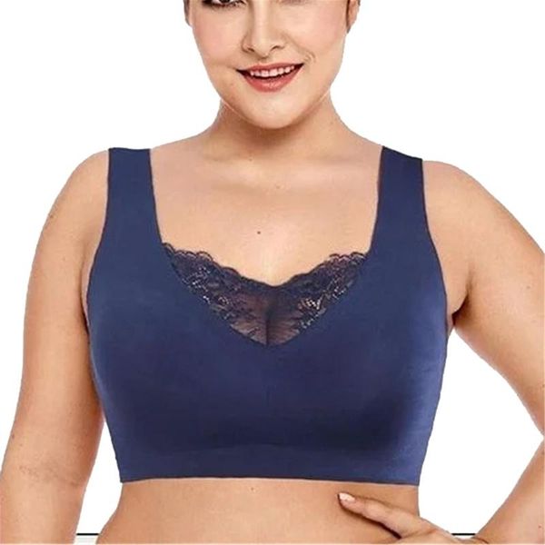 

camisoles & tanks seamless plus size elastic comfort lace vest bra (from  to 7xl) a66, Black;white