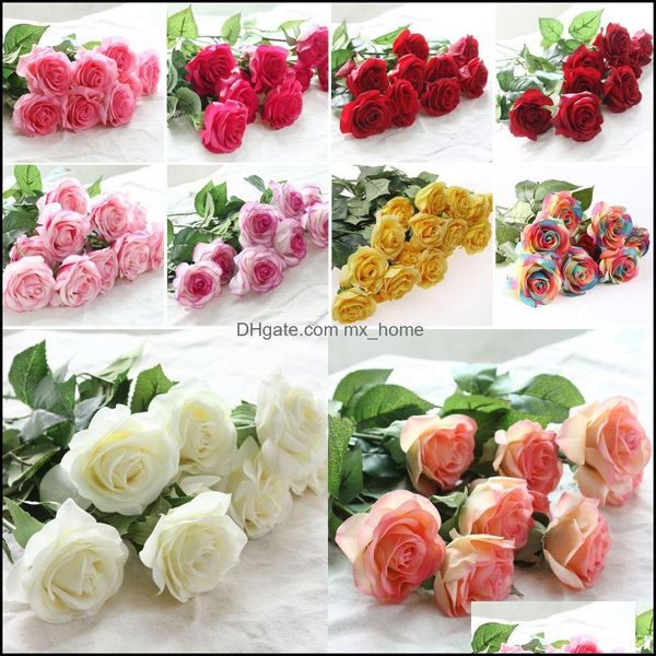 Home Decor Rose Künstliche Blumen Seide Blumen Hochzeitsstrauß Party Design Drop Lieferung 2021 Dekorative Kränze Festliche Lieferungen Garten