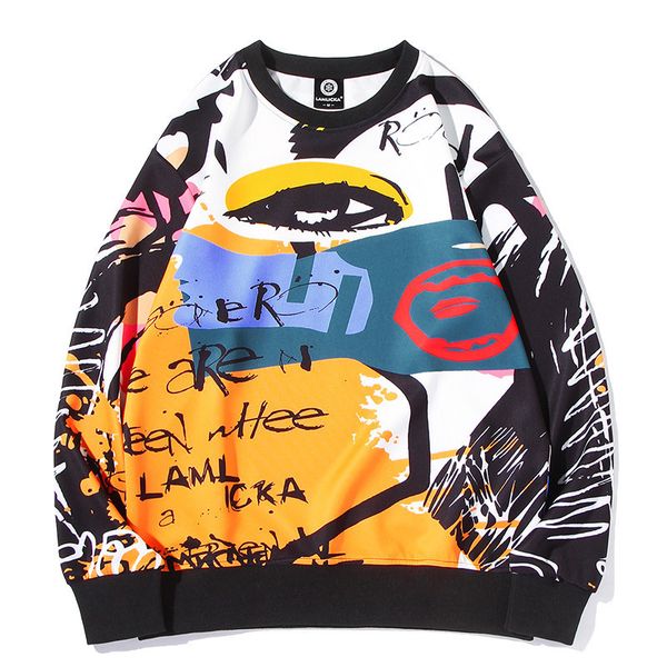 

2021 arrival hip hop long sleeve surrender and female leisure jacket thin wide impression the neck-shirt uwm1, White;black