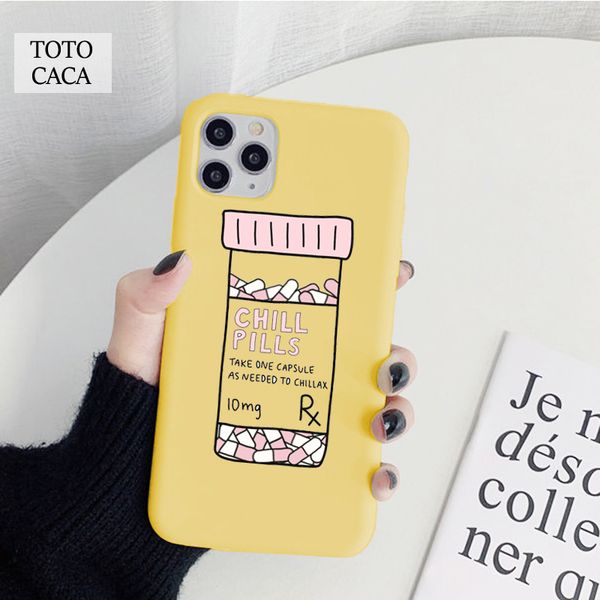 

take a chill pill soft phone case for iphone 11 pro max x xs xr 6s 7 8 plus cute cover fpr iphone se 2020 coque