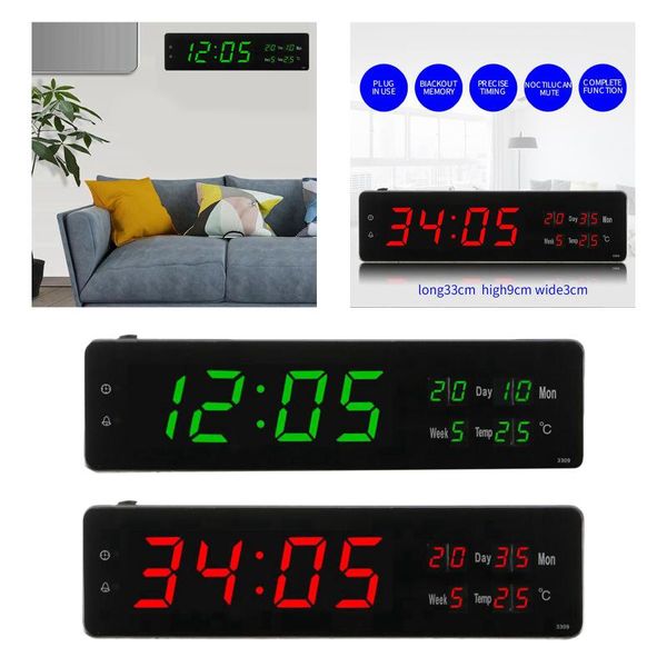 

large led digital alarm clocks bedside wall clock 24 hours display for home