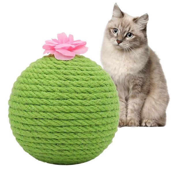 

cat toys catnip scratching ball cactus sisal tumbler kitten toy interactive with drop