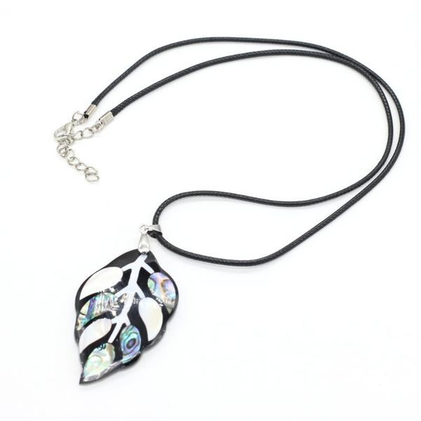 

pendant necklaces natural splicing leaf colored shell pendants necklace fashion leather rope jewelry diy charms gift for women men, Silver