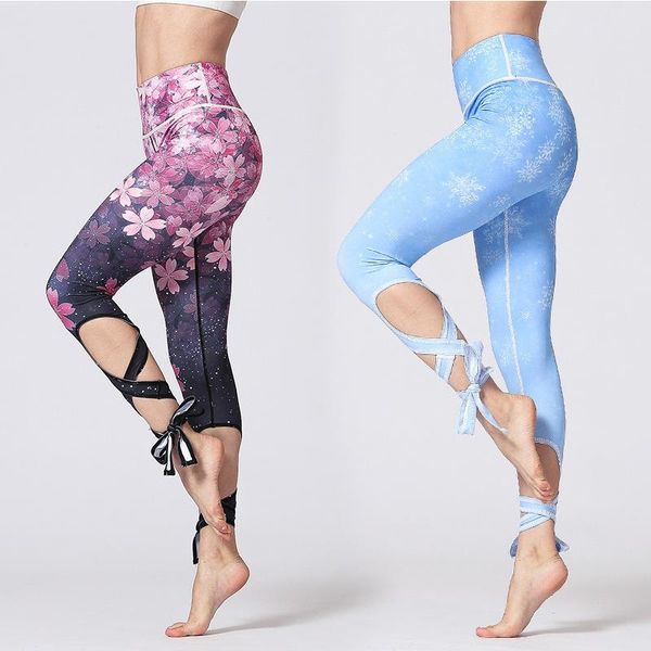 

yoga outfits sport leggings fitness gym slim high waist slippers vintage elastic girls printed slacks for running run belly control, White;red