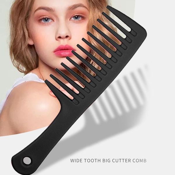 

hair brushes 24cm anti-static wide tooth comb hairdressing women hanging hole handle grip curly hairbrush beauty combs, Silver
