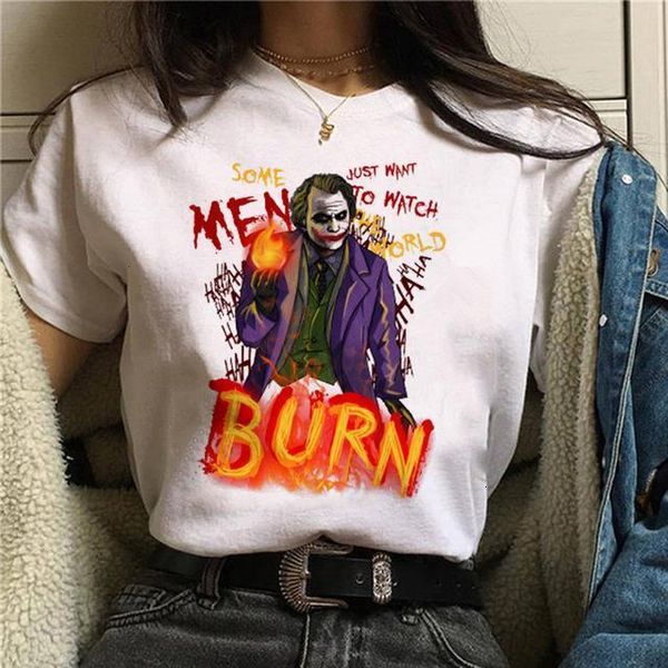 

joker cool short sleeves cotton t-shirt summer new hip hop punk casual hipster streetwear women, White