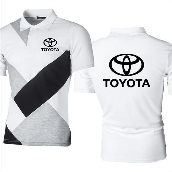 

summer shirt toyota car printing men polo casual short sleeve splicing cotton, White;black